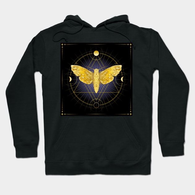 Golden Moth Symbol of Inner Wisdom Hoodie by devaleta